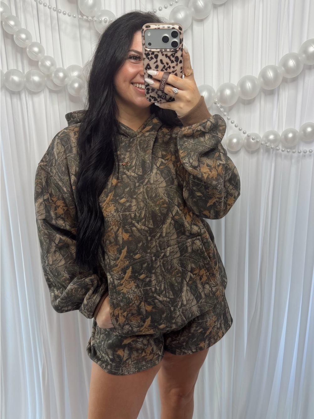 Women’s Olive Camo Hoodie & Short Set
